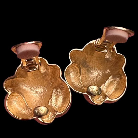 KJL Kenneth J Lane Clip Earrings Chunky Modernist Matte Gold Tone Vintage - Picture 3 of 8